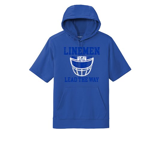 LINEMEN LEAD THE WAY (A) (Royal) - Short Sleeve Hoodie