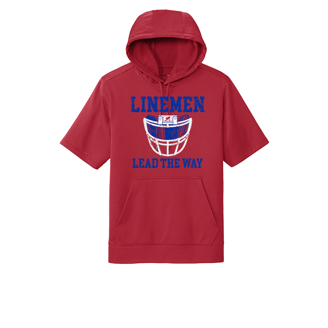 LINEMEN LEAD THE WAY (A) (Royal) - Short Sleeve Hoodie
