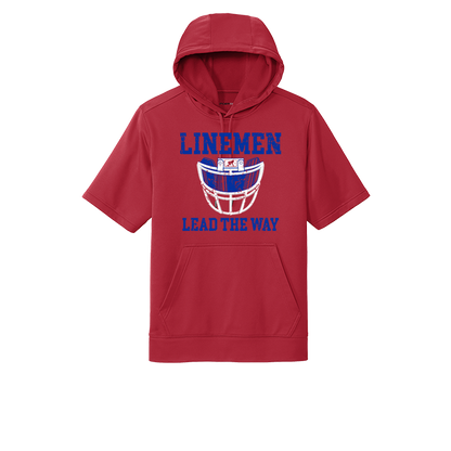 LINEMEN LEAD THE WAY (A) (Royal) - Short Sleeve Hoodie