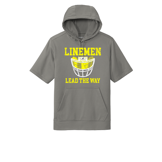 LINEMEN LEAD THE WAY (A) (Red) - Short Sleeve Hoodie