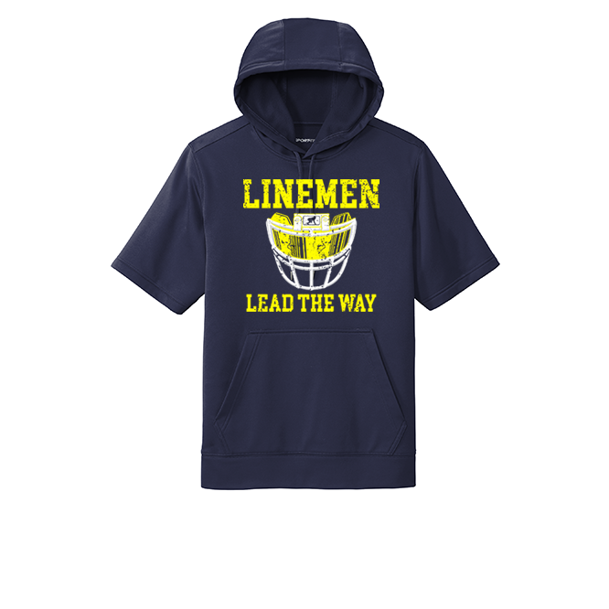LINEMEN LEAD THE WAY (A) (Black) - Short Sleeve Hoodie