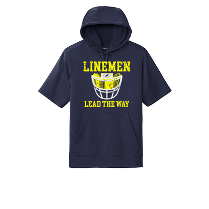 LINEMEN LEAD THE WAY (A) (Black) - Short Sleeve Hoodie