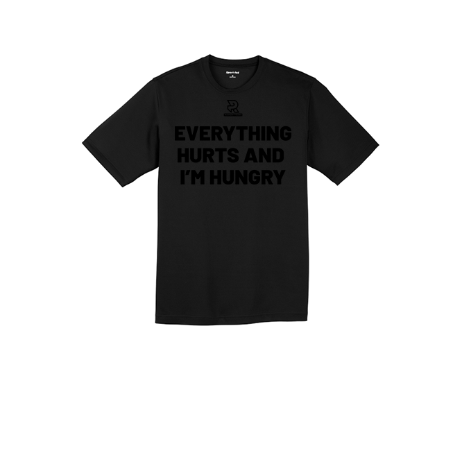 EVERYTHING HURTS AND IM HUNGRY (Black) - RacerMesh Short Sleeve Tee