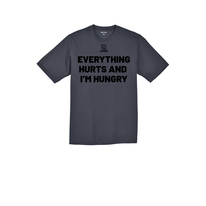 EVERYTHING HURTS AND IM HUNGRY (Black) - RacerMesh Short Sleeve Tee