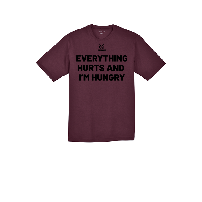 EVERYTHING HURTS AND IM HUNGRY (Black) - RacerMesh Short Sleeve Tee