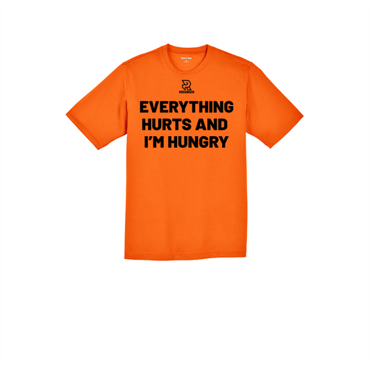 EVERYTHING HURTS AND IM HUNGRY (Black) - RacerMesh Short Sleeve Tee