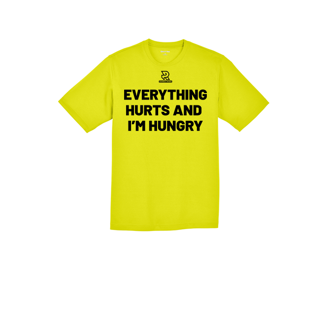 EVERYTHING HURTS AND IM HUNGRY (Black) - RacerMesh Short Sleeve Tee