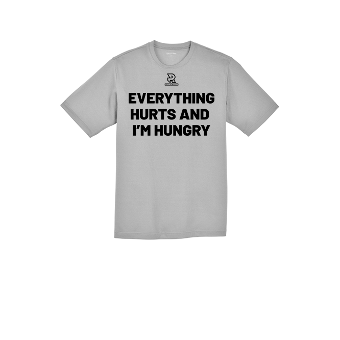 EVERYTHING HURTS AND IM HUNGRY (Black) - RacerMesh Short Sleeve Tee