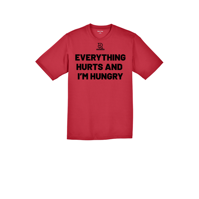 EVERYTHING HURTS AND IM HUNGRY (Black) - RacerMesh Short Sleeve Tee