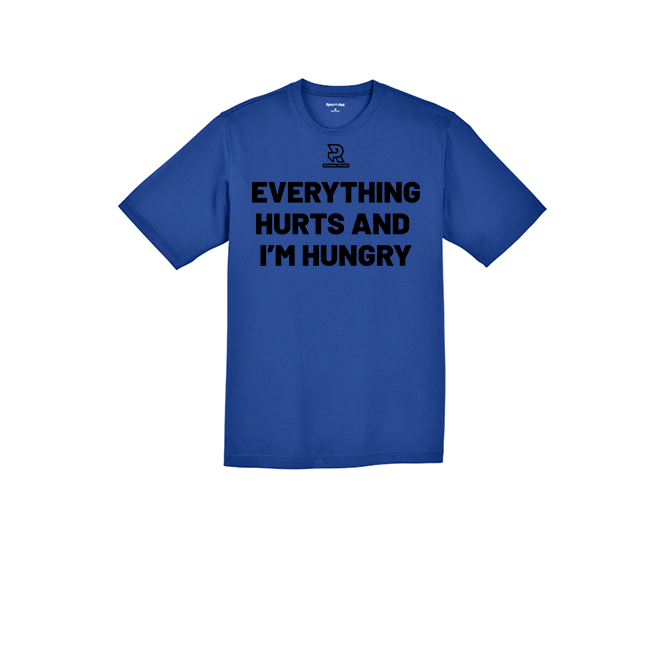 EVERYTHING HURTS AND IM HUNGRY (Black) - RacerMesh Short Sleeve Tee