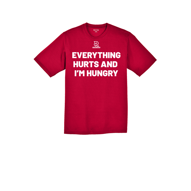 EVERYTHING HURTS AND IM HUNGRY (White) - RacerMesh Short Sleeve Tee