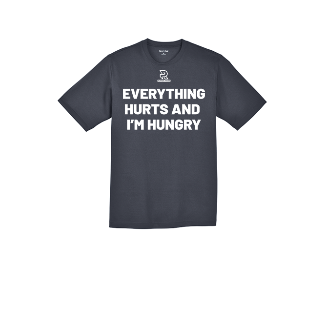 EVERYTHING HURTS AND IM HUNGRY (White) - RacerMesh Short Sleeve Tee