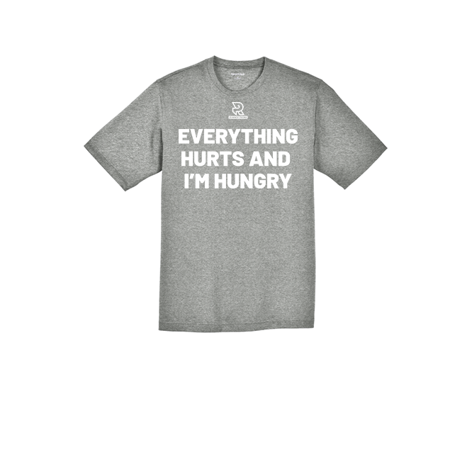 EVERYTHING HURTS AND IM HUNGRY (White) - RacerMesh Short Sleeve Tee