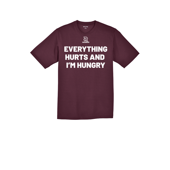 EVERYTHING HURTS AND IM HUNGRY (White) - RacerMesh Short Sleeve Tee