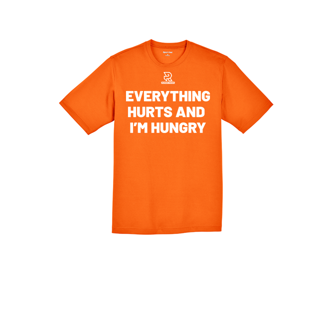EVERYTHING HURTS AND IM HUNGRY (White) - RacerMesh Short Sleeve Tee