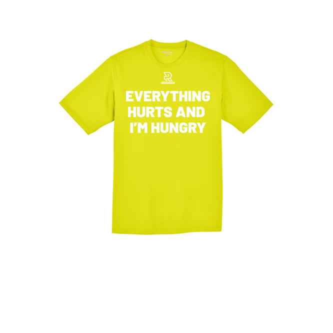 EVERYTHING HURTS AND IM HUNGRY (White) - RacerMesh Short Sleeve Tee