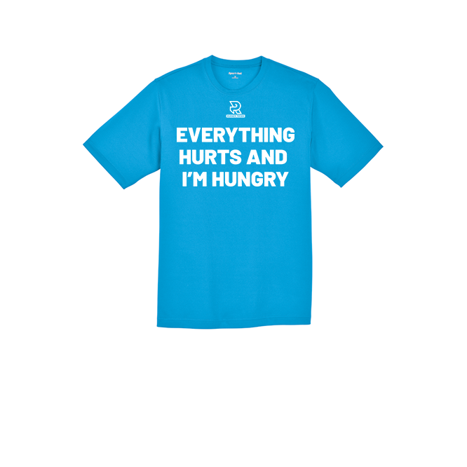 EVERYTHING HURTS AND IM HUNGRY (White) - RacerMesh Short Sleeve Tee