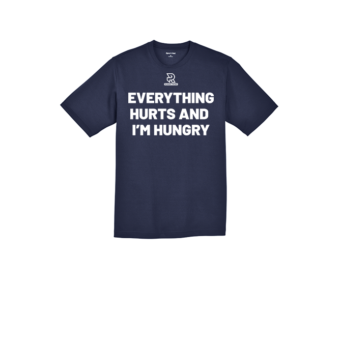 EVERYTHING HURTS AND IM HUNGRY (White) - RacerMesh Short Sleeve Tee
