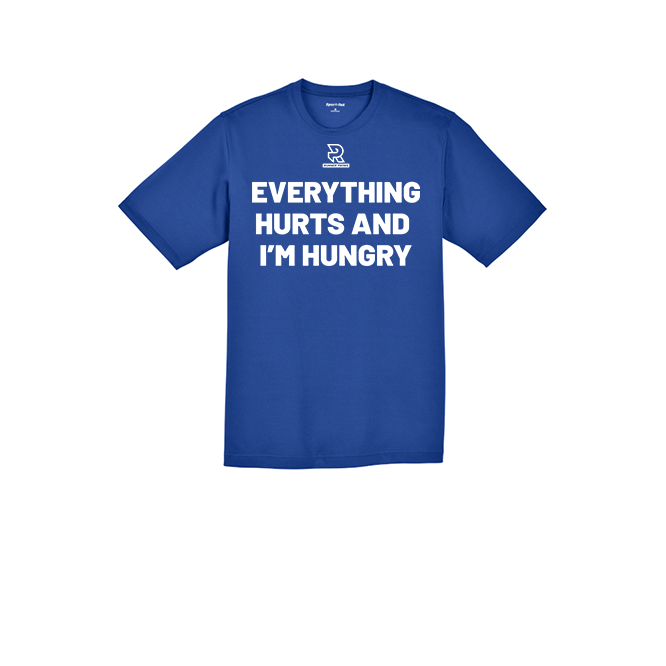 EVERYTHING HURTS AND IM HUNGRY (White) - RacerMesh Short Sleeve Tee
