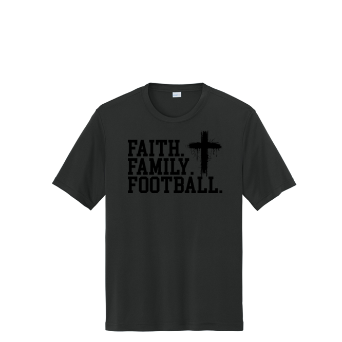 FAITH FAMILY FOOTBALL (A) (Black) - Performance Tee