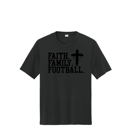 FAITH FAMILY FOOTBALL (A) (Black) - Performance Tee