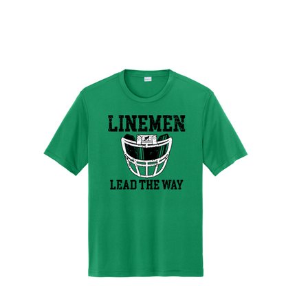 LINEMEN LEAD THE WAY (A) (Black) - Performance Tee