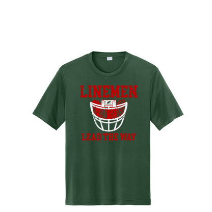 LINEMEN LEAD THE WAY (A) (Red) - Performance Tee