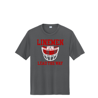 LINEMEN LEAD THE WAY (A) (Red) - Performance Tee