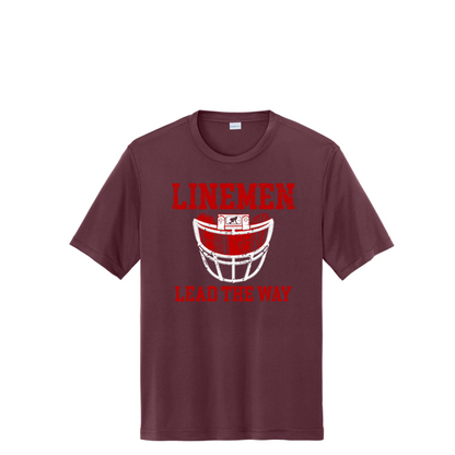 LINEMEN LEAD THE WAY (A) (Red) - Performance Tee
