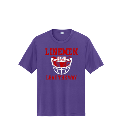 LINEMEN LEAD THE WAY (A) (Red) - Performance Tee