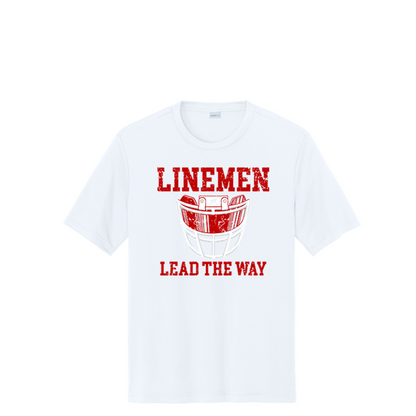 LINEMEN LEAD THE WAY (A) (Red) - Performance Tee