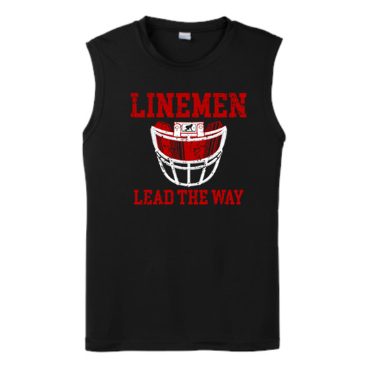 LINEMEN LEAD THE WAY (A) (Red) - Muscle T-Shirt