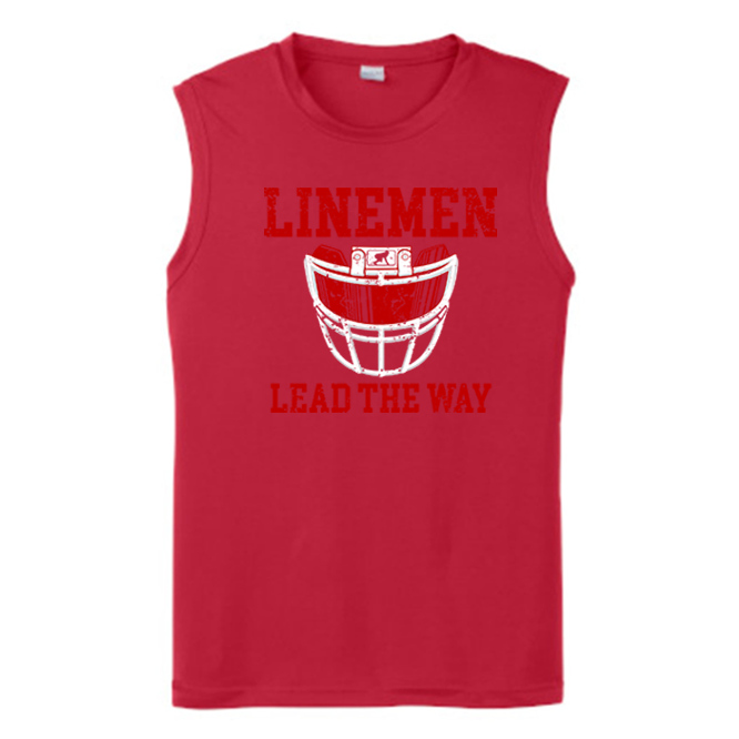 LINEMEN LEAD THE WAY (A) (Red) - Muscle T-Shirt