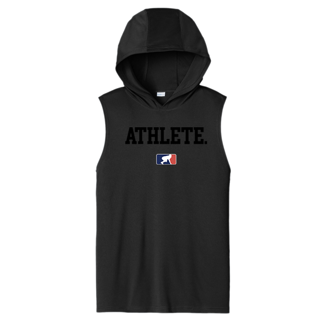 ATHLETE (Black) - Hooded Muscle Tee