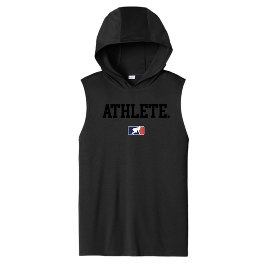 ATHLETE (Black) - Hooded Muscle Tee