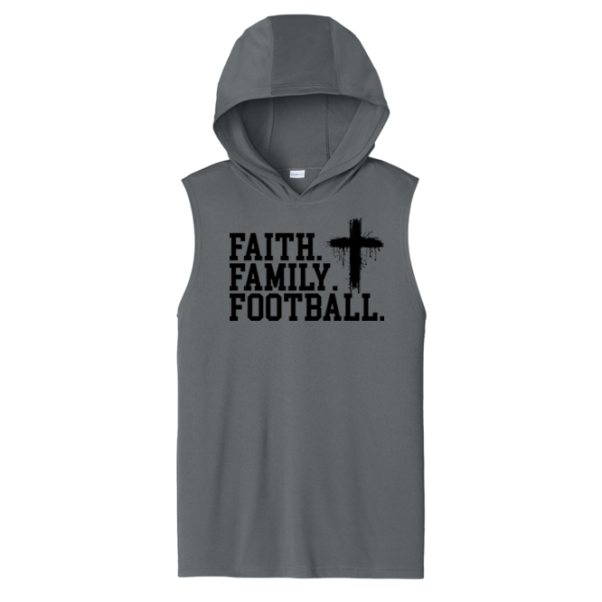FAITH FAMILY FOOTBALL (A) (Black) - Hooded Muscle Tee