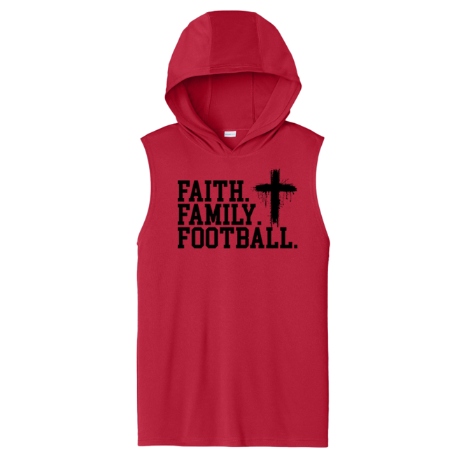 FAITH FAMILY FOOTBALL (A) (Black) - Hooded Muscle Tee
