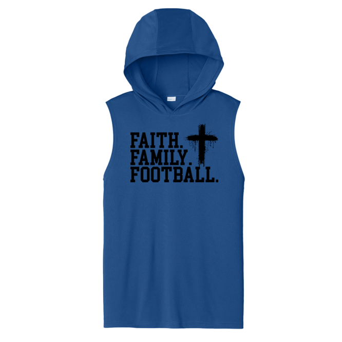FAITH FAMILY FOOTBALL (A) (Black) - Hooded Muscle Tee