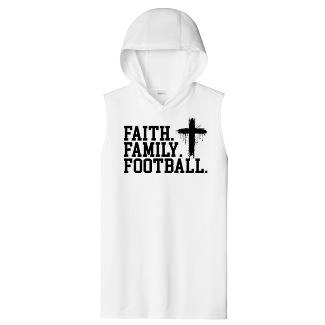 FAITH FAMILY FOOTBALL (A) (Black) - Hooded Muscle Tee