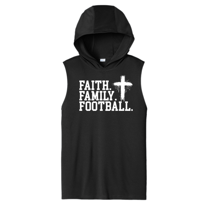 FAITH FAMILY FOOTBALL (A) (White) - Hooded Muscle Tee