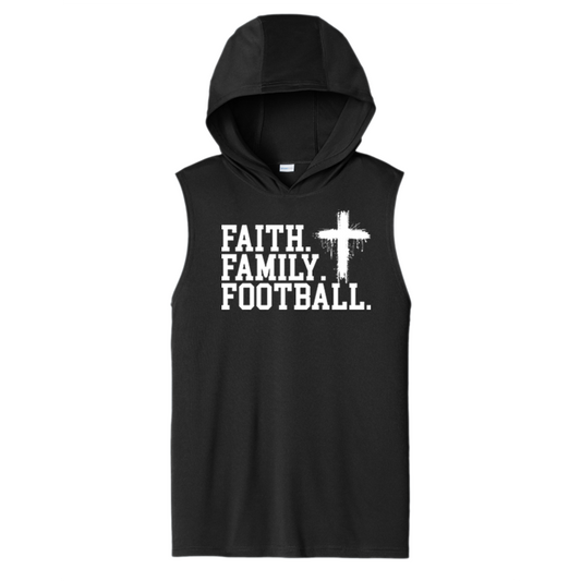 FAITH FAMILY FOOTBALL (A) (White) - Hooded Muscle Tee