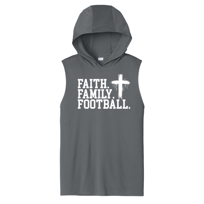 FAITH FAMILY FOOTBALL (A) (White) - Hooded Muscle Tee