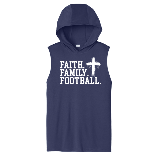 FAITH FAMILY FOOTBALL (A) (White) - Hooded Muscle Tee