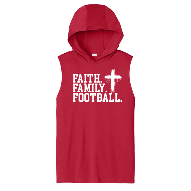 FAITH FAMILY FOOTBALL (A) (White) - Hooded Muscle Tee