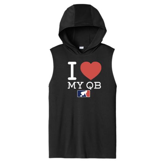 I <3 MY QB - Hooded Muscle Tee