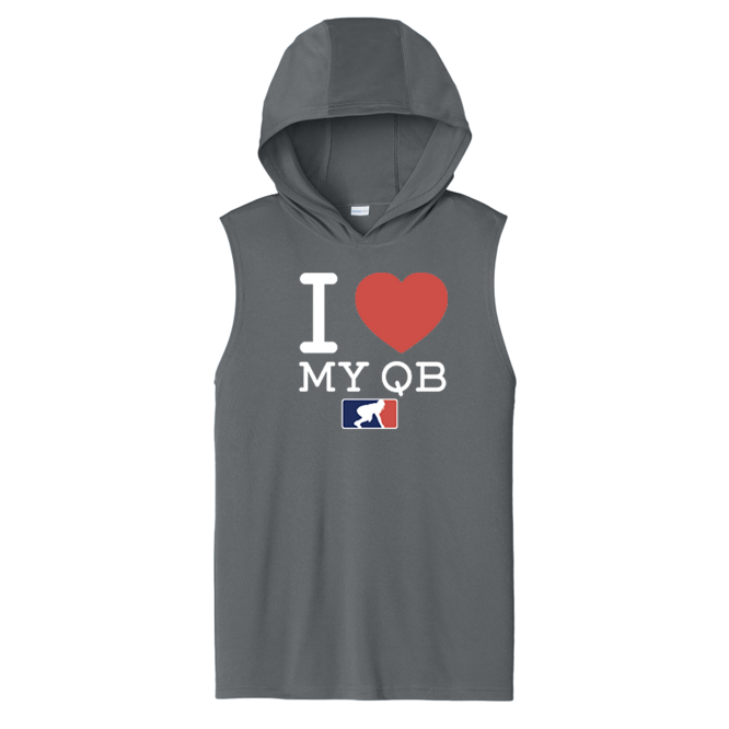 I <3 MY QB - Hooded Muscle Tee