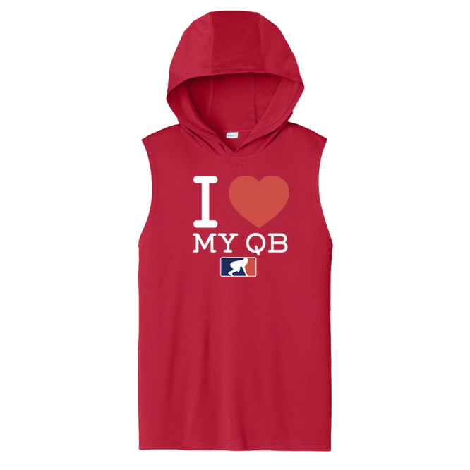 I <3 MY QB - Hooded Muscle Tee