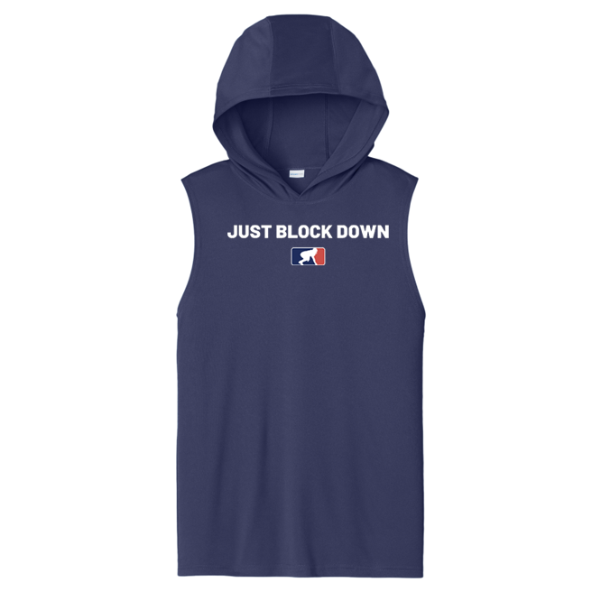 JUST BLOCK DOWN - Hooded Muscle Tee
