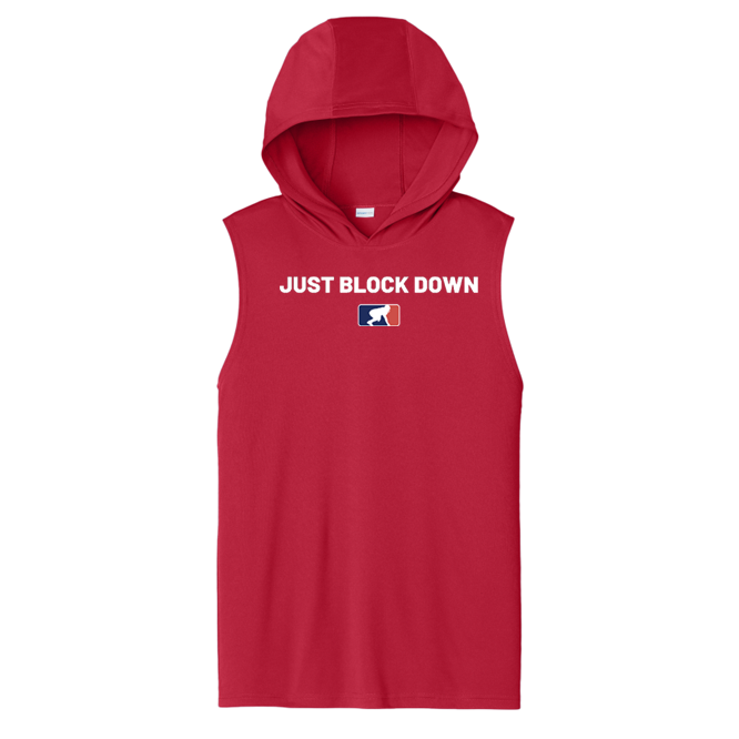 JUST BLOCK DOWN - Hooded Muscle Tee