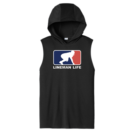 LINEMAN LIFE LOGO - Hooded Muscle Tee